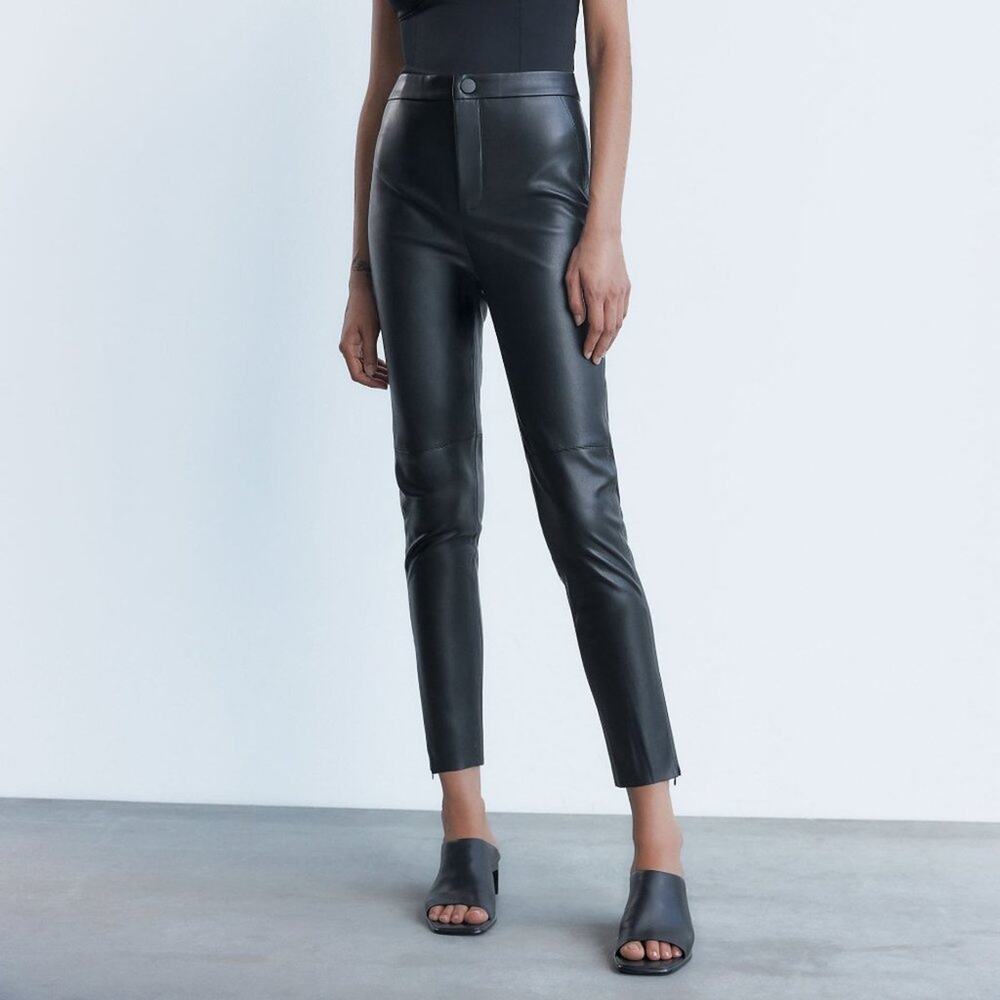 ZARA Black High Rise Faux Leather Leggings